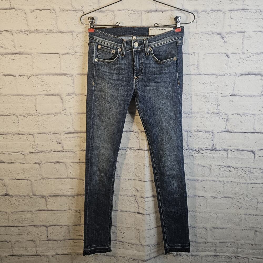 Rag & Bone Jean Women Skinny Ankle Jeans Blue Low Rise Button Size 25